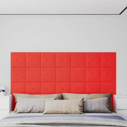 Panouri perete 12 buc. roșu, 30x30 cm, piele ecologică, 1,08 m² GartenMobel Dekor