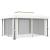 Pavilion cu perdele & șiruri lumini LED, alb crem, 4x3 m GartenMobel Dekor