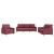 Set canapea cu perne, 3 piese, roșu vin, material textil GartenMobel Dekor