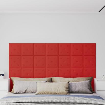 Panouri perete 12 buc. roșu vin 30x30cm piele ecologică 1,08 m² GartenMobel Dekor