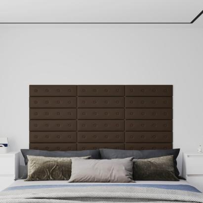Panouri perete 12 buc. maro, 60x15 cm, piele ecologică, 1,08 m² GartenMobel Dekor