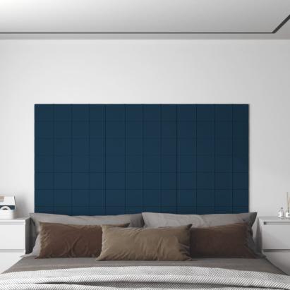 Panouri de perete 12 buc. albastru 60x15 cm catifea 1,08 m² GartenMobel Dekor