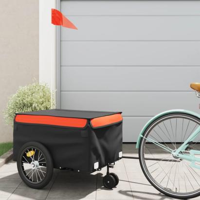 Remorcă pentru biciclete, negru și portocaliu, 45 kg, fier GartenMobel Dekor
