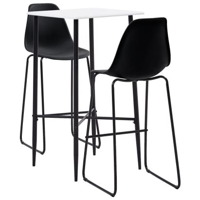 Set mobilier de bar, 3 piese, negru, plastic GartenMobel Dekor