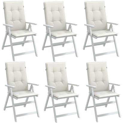 Perne scaun spătar înalt, 6 buc. melanj crem 120x50x4 cm textil GartenMobel Dekor