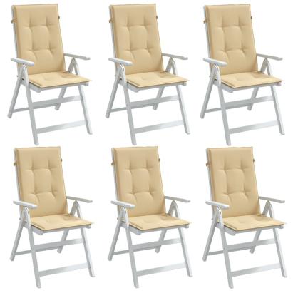 Perne scaun cu spătar înalt 6 buc. melanj bej 120x50x4cm textil GartenMobel Dekor