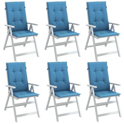 Perne scaun spătar înalt 6buc melanj albastru 120x50x4cm textil GartenMobel Dekor
