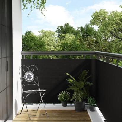 Paravan pentru balcon, negru, 300x80 cm, poliratan GartenMobel Dekor