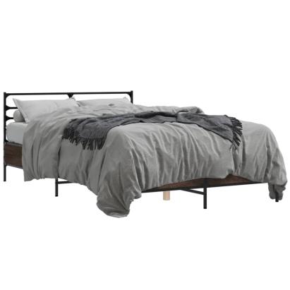 Cadru de pat, stejar maro, 120x190 cm, lemn prelucrat și metal GartenMobel Dekor