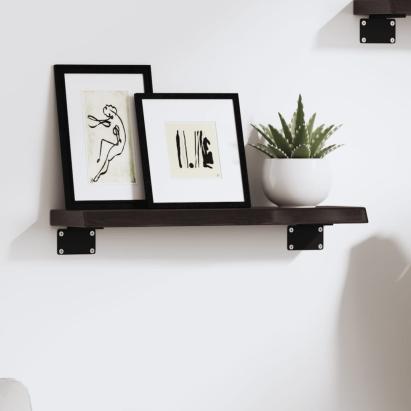Raft de perete maro închis 40x10x2 cm lemn masiv stejar tratat GartenMobel Dekor