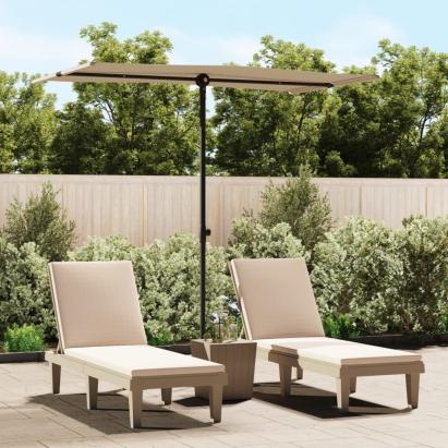 Umbrelă soare de exterior, stâlp aluminiu, gri taupe 180x110 cm  GartenMobel Dekor