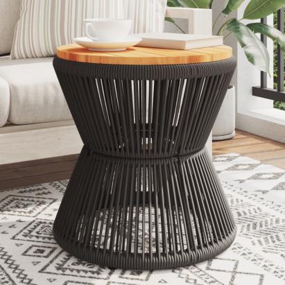 Măsuță cafea bază din sârmă negru Ø 45x44 cm, lemn masiv acacia GartenMobel Dekor