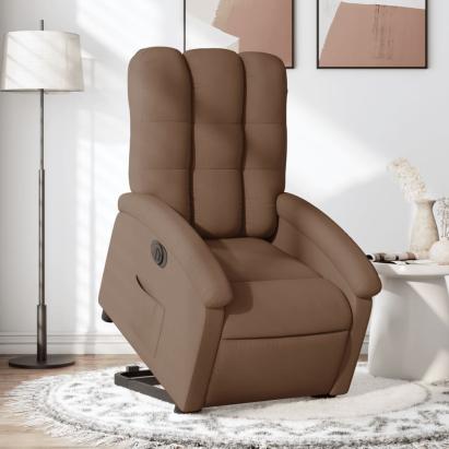Fotoliu electric rabatabil cu ridicare, maro, textil GartenMobel Dekor
