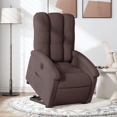 Fotoliu electric rabatabil cu ridicare, maro închis, textil GartenMobel Dekor