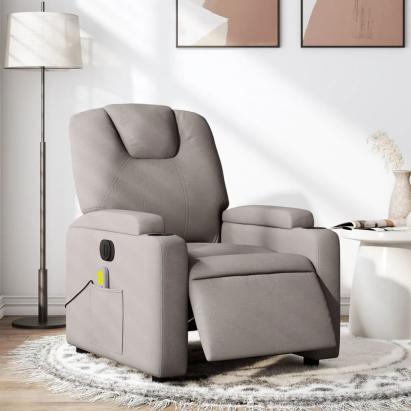 Fotoliu electric de masaj rabatabil, gri taupe, textil GartenMobel Dekor