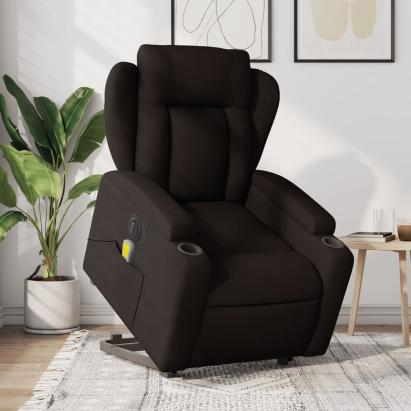 Fotoliu electric masaj rabatabil cu ridicare maro închis textil GartenMobel Dekor