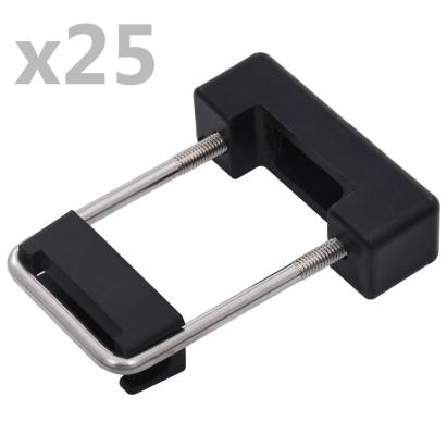 Clemă de prindere U cu plastic stâlp gard, 60x40 mm, 25 seturi GartenMobel Dekor