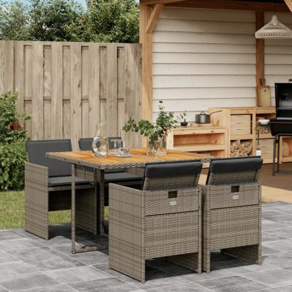 Set mobilier de grădină cu perne, 5 piese, gri, poliratan GartenMobel Dekor