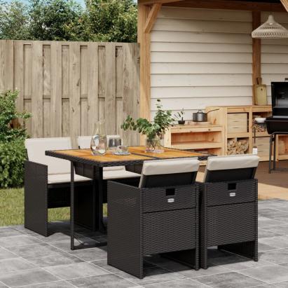 Set mobilier de grădină cu perne, 5 piese, negru, poliratan GartenMobel Dekor