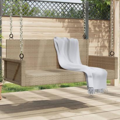 Bancă de balansoar, bej, 119x56x48 cm, poliratan GartenMobel Dekor