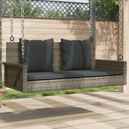 Bancă de balansoar cu perne, gri, 119x56x48 cm, poliratan GartenMobel Dekor