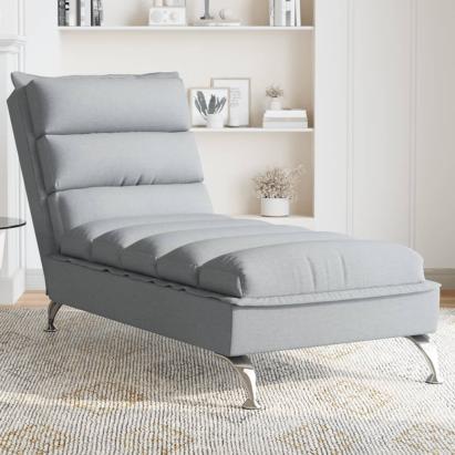 Șezlong cu perne, gri deschis, material textil GartenMobel Dekor