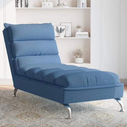 Șezlong cu perne, albastru, material textil GartenMobel Dekor