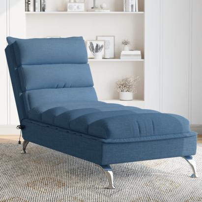 Șezlong de masaj cu perne, albastru, material textil GartenMobel Dekor