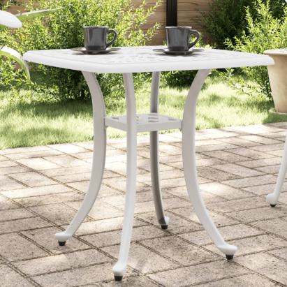 Masă de grădină, alb, 53x53x53 cm, aluminiu turnat GartenMobel Dekor