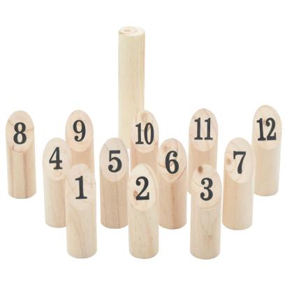 Kubb Set jocuri cu numere 13 piese geantă de transport lemn masiv pin GartenMobel Dekor