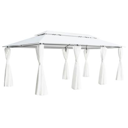 Pavilion cu perdele, alb, 600 x 298 x 270 cm, 180g/m² GartenMobel Dekor