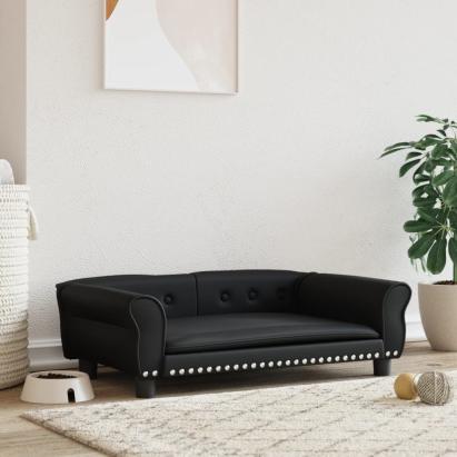 Pat de câini, negru, 95x55x30 cm, piele ecologică GartenMobel Dekor