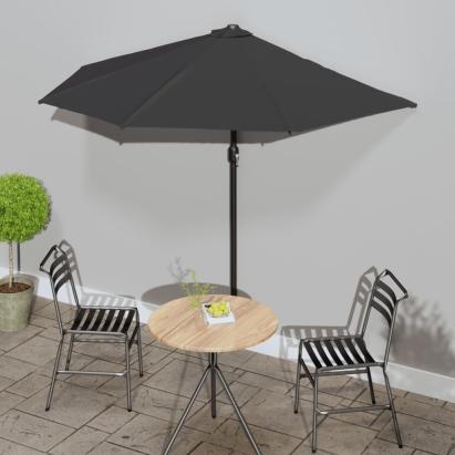 Umbrelă de balcon tijă aluminiu negru 270x144x222cm semicerc GartenMobel Dekor