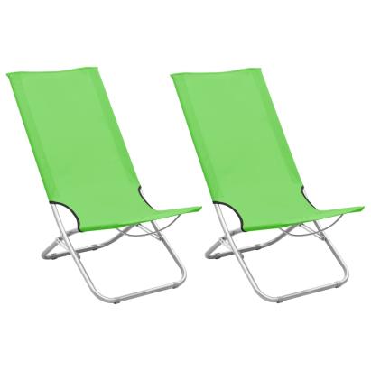 Scaune de plajă pliante, 2 buc., verde, material textil GartenMobel Dekor