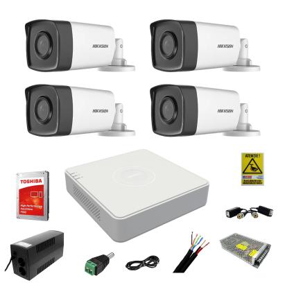 Kit sistem complet 4 camere supraveghere exterior HIKVISION FULL HD 80 m IR hard 1Tb SafetyGuard Surveillance