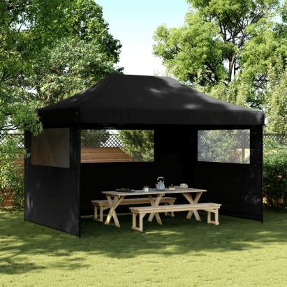Cort pliabil pentru petreceri cu 3 pereți laterali, negru GartenMobel Dekor