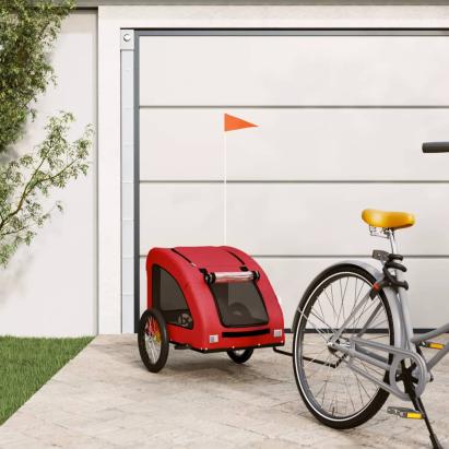 Remorcă de bicicletă animale companie, roșu, textil oxford/fier GartenMobel Dekor