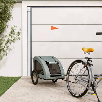 Remorcă de bicicletă animale companie, gri, textil oxford/fier GartenMobel Dekor
