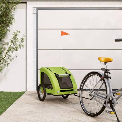 Remorcă de bicicletă animale companie, verde textil oxford/fier GartenMobel Dekor