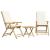 Set de bistro pliabil, 3 piese, cu perne alb crem, bambus GartenMobel Dekor