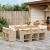 Set mobilier de grădină cu perne, 11 piese, bej, poliratan GartenMobel Dekor