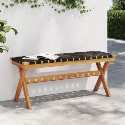 Bancă de grădină, negru, lemn masiv acacia/textil GartenMobel Dekor
