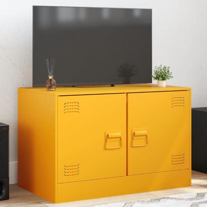 Comodă TV, galben muștar, 67x39x44 cm, oțel GartenMobel Dekor
