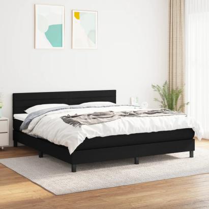 Pat box spring cu saltea, negru, 160x200 cm, textil GartenMobel Dekor