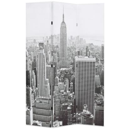 Paravan cameră pliabil, 120x170 cm, New York pe zi, alb/negru GartenMobel Dekor