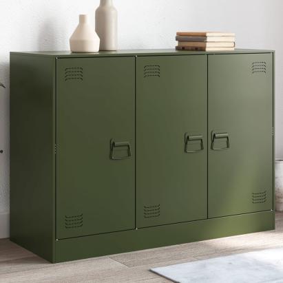 Bufeta verde măslină 99x39x73 cm oțel GartenMobel Dekor
