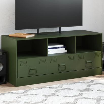 Comodă TV, verde măsliniu, 99x39x44 cm, oțel GartenMobel Dekor