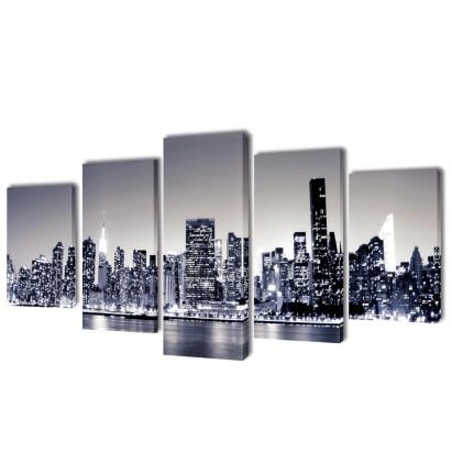 Set de tablouri pânză, monocrom, imprimeu New York Skyline, 200x100 cm GartenMobel Dekor