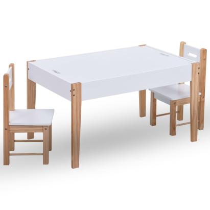 Set masă cu scaune pentru copii cu tablă, 3 piese, negru și alb GartenMobel Dekor