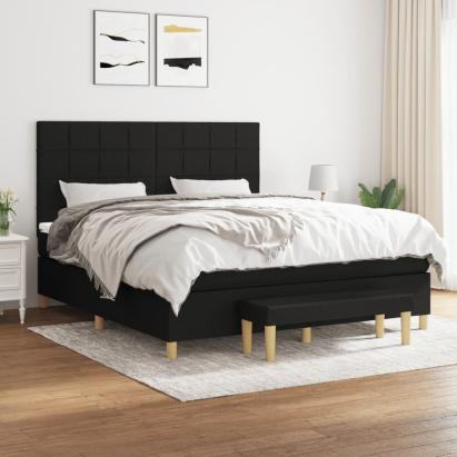 Pat box spring cu saltea, negru, 160x200 cm, textil GartenMobel Dekor